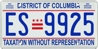 DC license plate ES9925