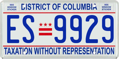 DC license plate ES9929
