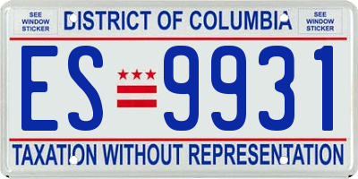 DC license plate ES9931