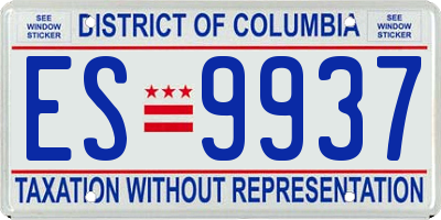 DC license plate ES9937