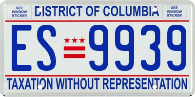 DC license plate ES9939