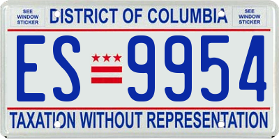 DC license plate ES9954