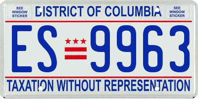 DC license plate ES9963