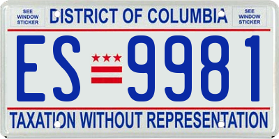 DC license plate ES9981