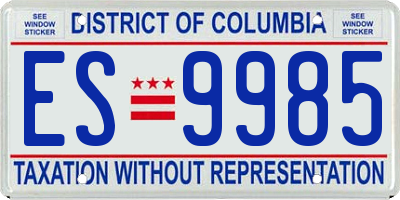 DC license plate ES9985