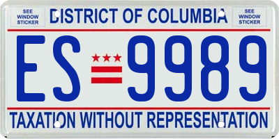 DC license plate ES9989