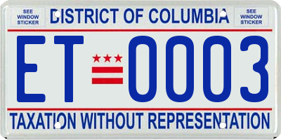 DC license plate ET0003