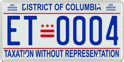DC license plate ET0004
