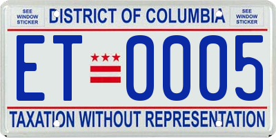 DC license plate ET0005