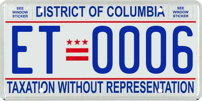 DC license plate ET0006