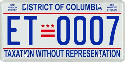 DC license plate ET0007