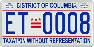 DC license plate ET0008