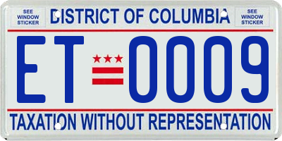 DC license plate ET0009