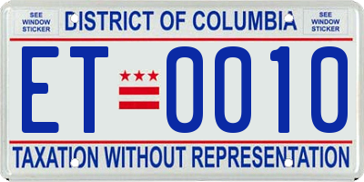 DC license plate ET0010