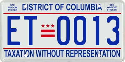 DC license plate ET0013