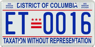 DC license plate ET0016