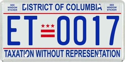 DC license plate ET0017