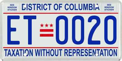 DC license plate ET0020