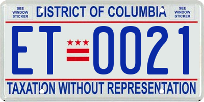 DC license plate ET0021