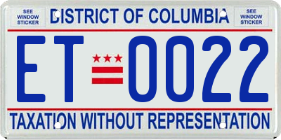 DC license plate ET0022