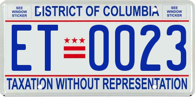 DC license plate ET0023