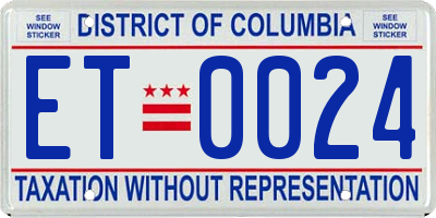 DC license plate ET0024