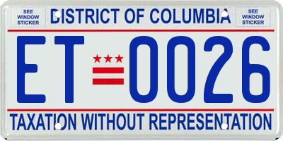 DC license plate ET0026