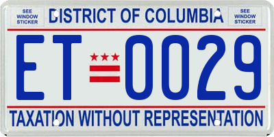 DC license plate ET0029