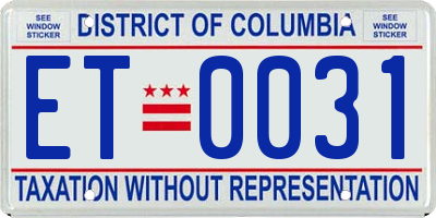 DC license plate ET0031