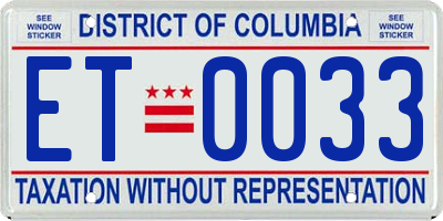 DC license plate ET0033