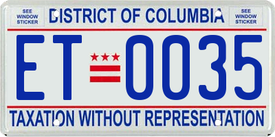 DC license plate ET0035