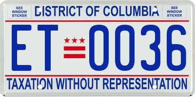 DC license plate ET0036