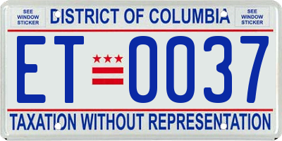 DC license plate ET0037