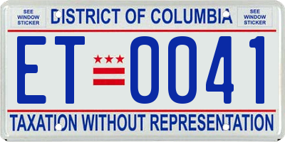 DC license plate ET0041
