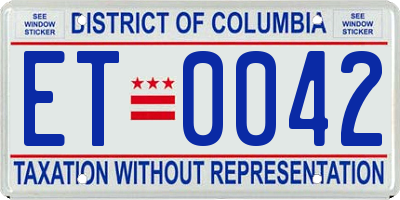 DC license plate ET0042