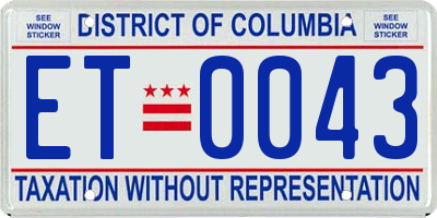DC license plate ET0043