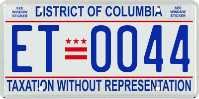 DC license plate ET0044
