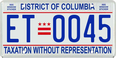 DC license plate ET0045