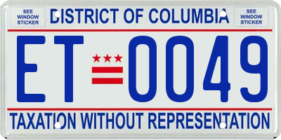 DC license plate ET0049