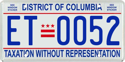 DC license plate ET0052
