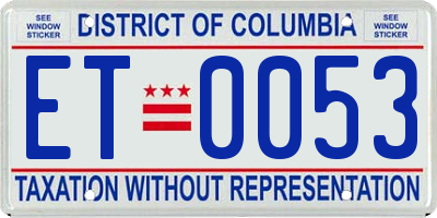 DC license plate ET0053