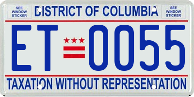 DC license plate ET0055