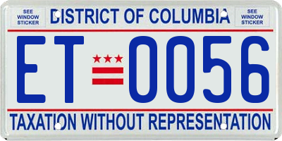 DC license plate ET0056