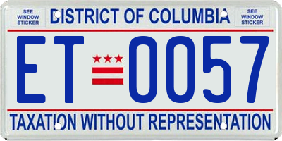 DC license plate ET0057