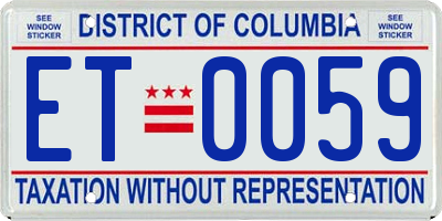 DC license plate ET0059