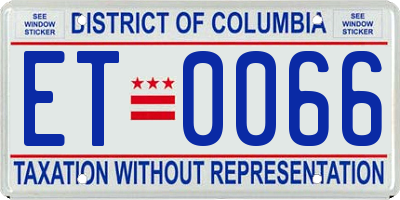 DC license plate ET0066