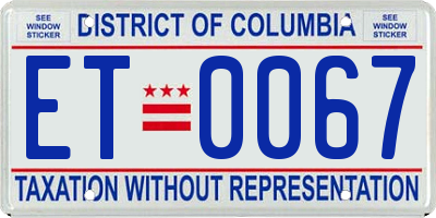 DC license plate ET0067