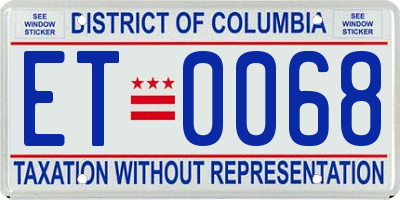 DC license plate ET0068