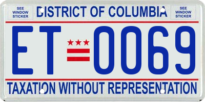 DC license plate ET0069
