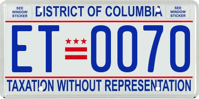 DC license plate ET0070